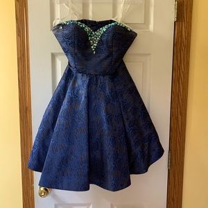 Clarissa dance dress with sparkly rose design & beads on chest & pockets!